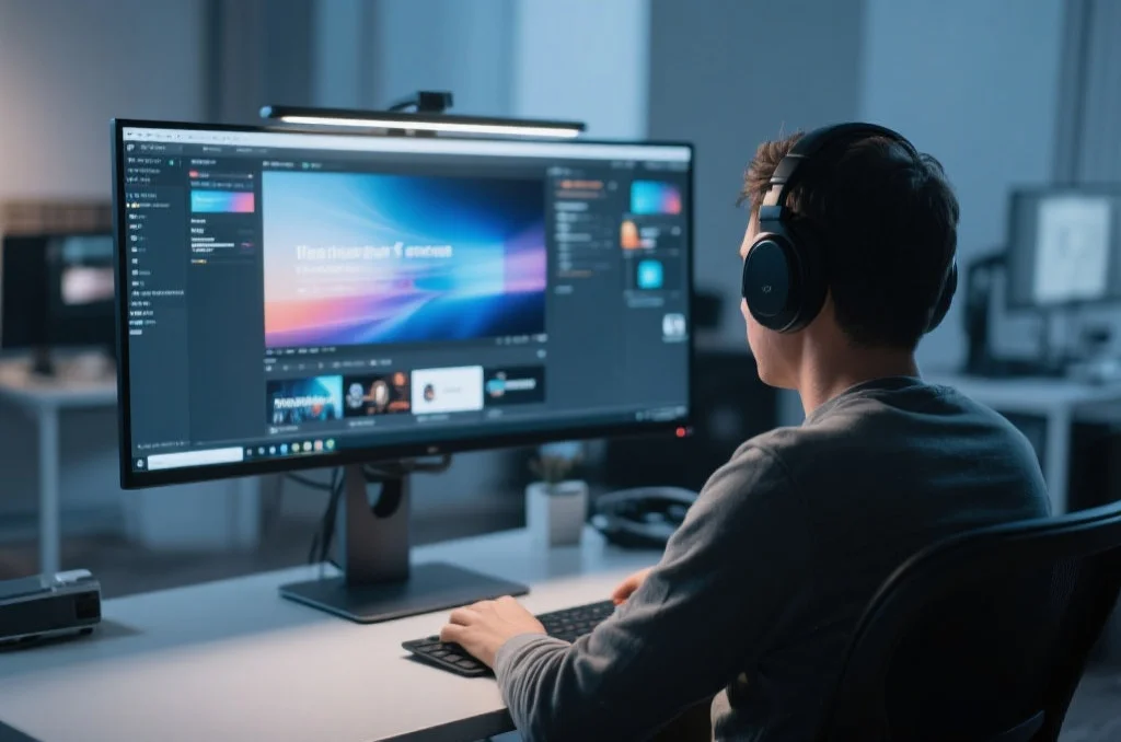 用户在桌面电脑上享受鼎点的沉浸式娱乐体验
